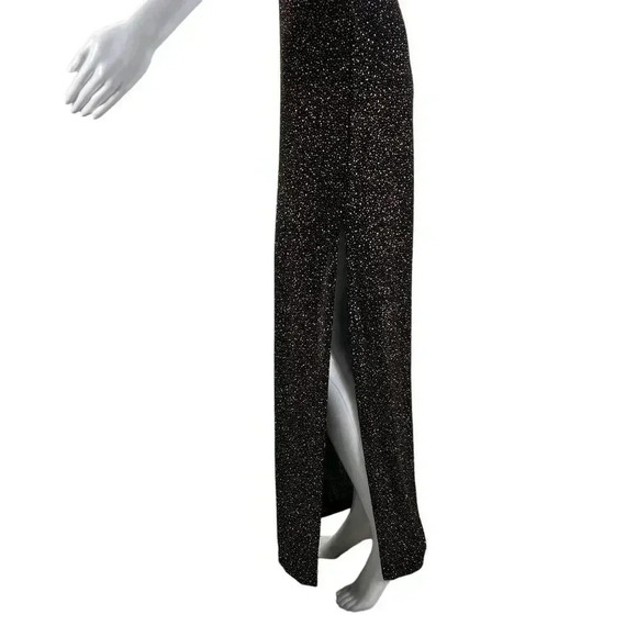 VTG B. Darlin Women 8 Cowlneck Slip Dress Stretch Allover Sparkel Copper 90s Y2K - Picture 9 of 14